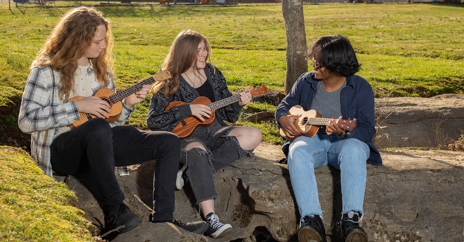 Ukuleles in the Park Students Playing Lanikai Ukuleles in the park